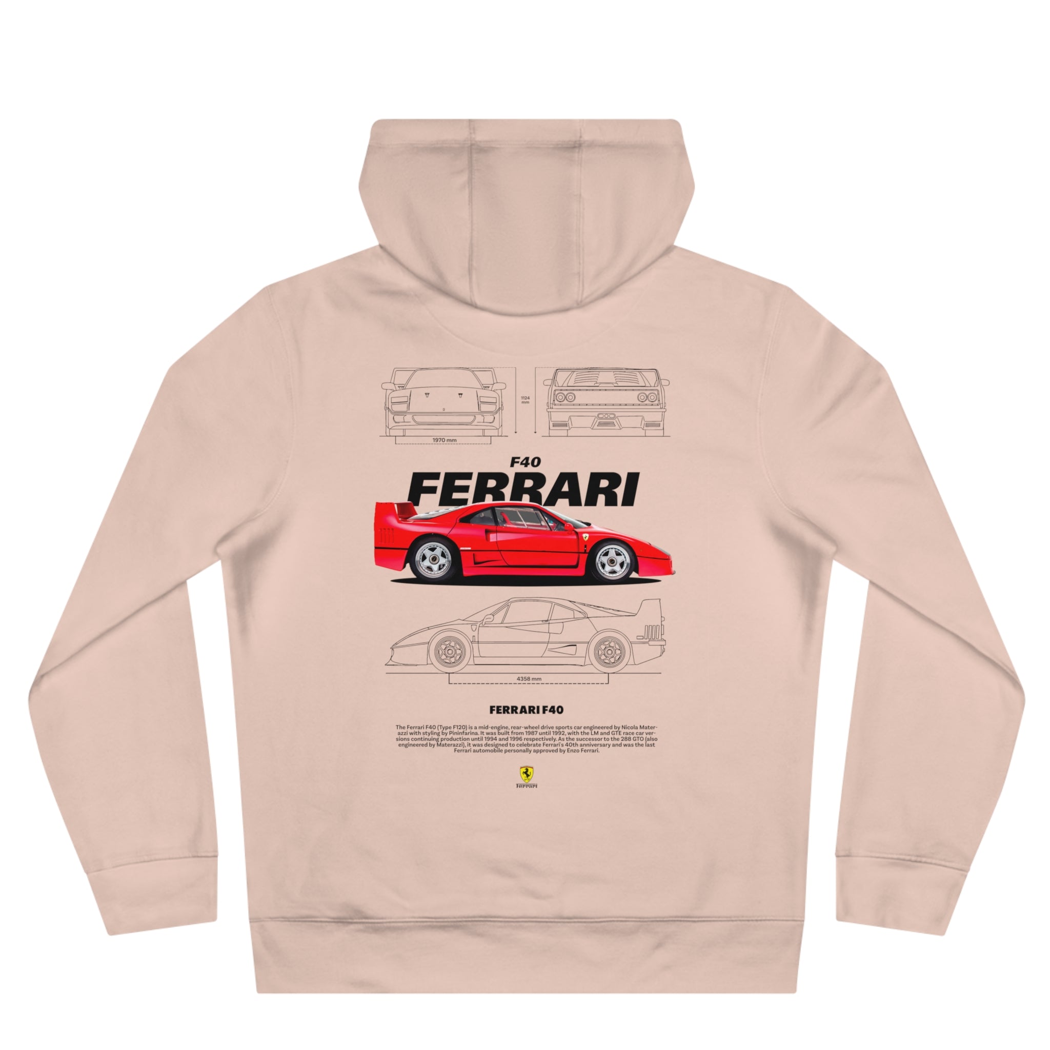 Ferrari F40 blueprint graphic Hoodie