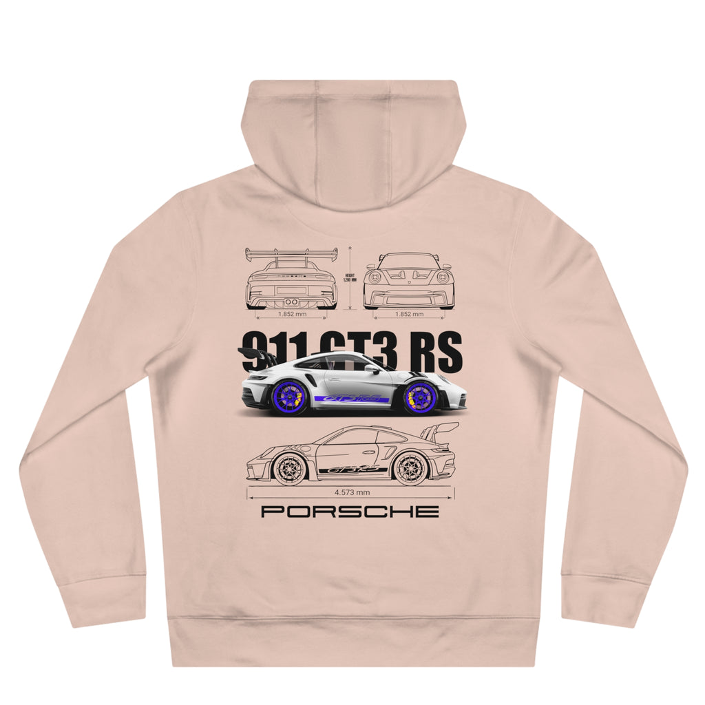 Porsche 911 GT3 RS Auto-Hoodie | Rennweiß/Blau
