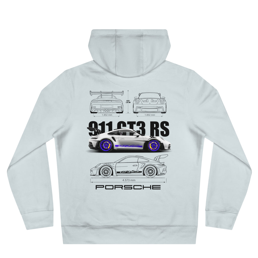 Porsche 911 GT3 RS Auto-Hoodie | Rennweiß/Blau