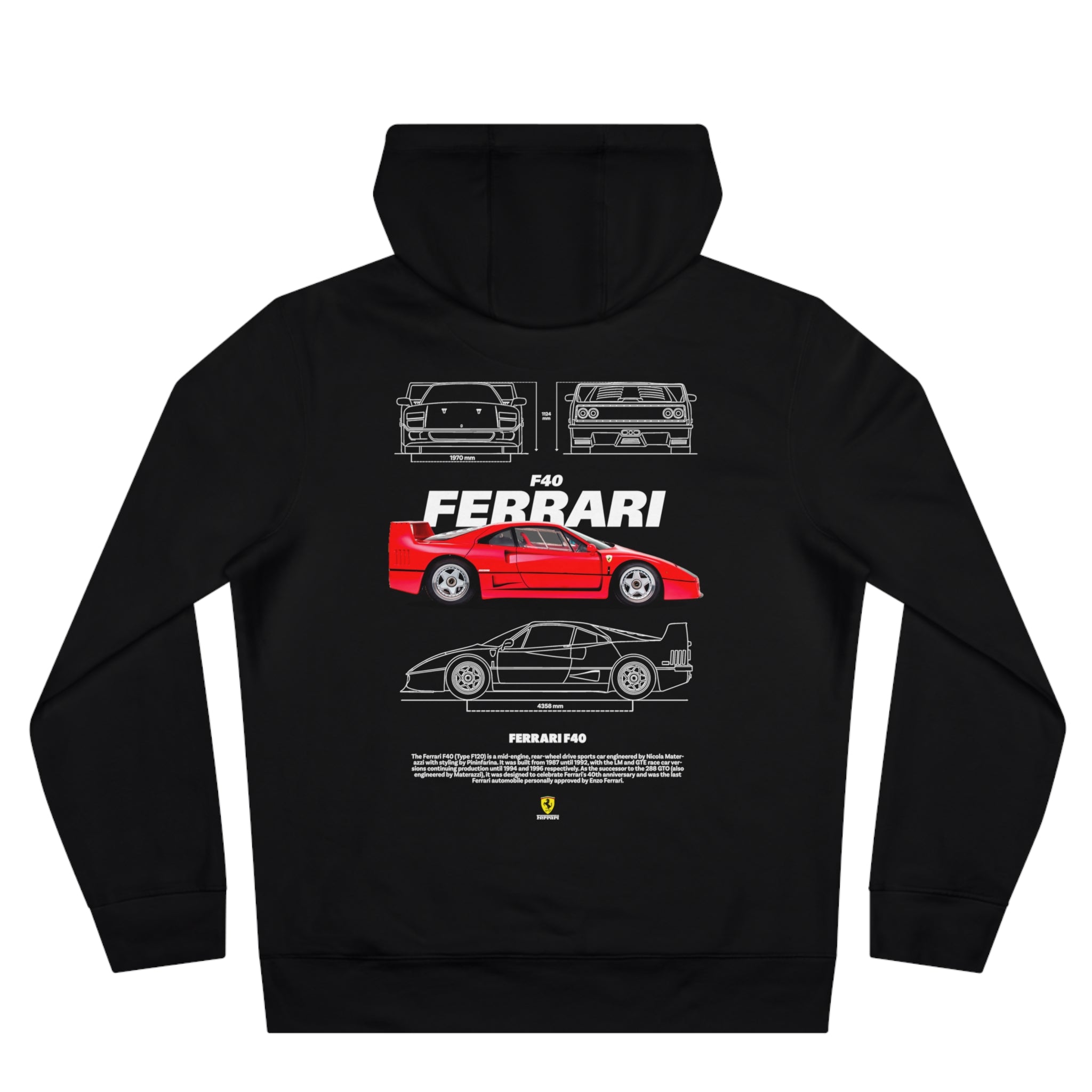 Ferrari F40 blueprint graphic Hoodie
