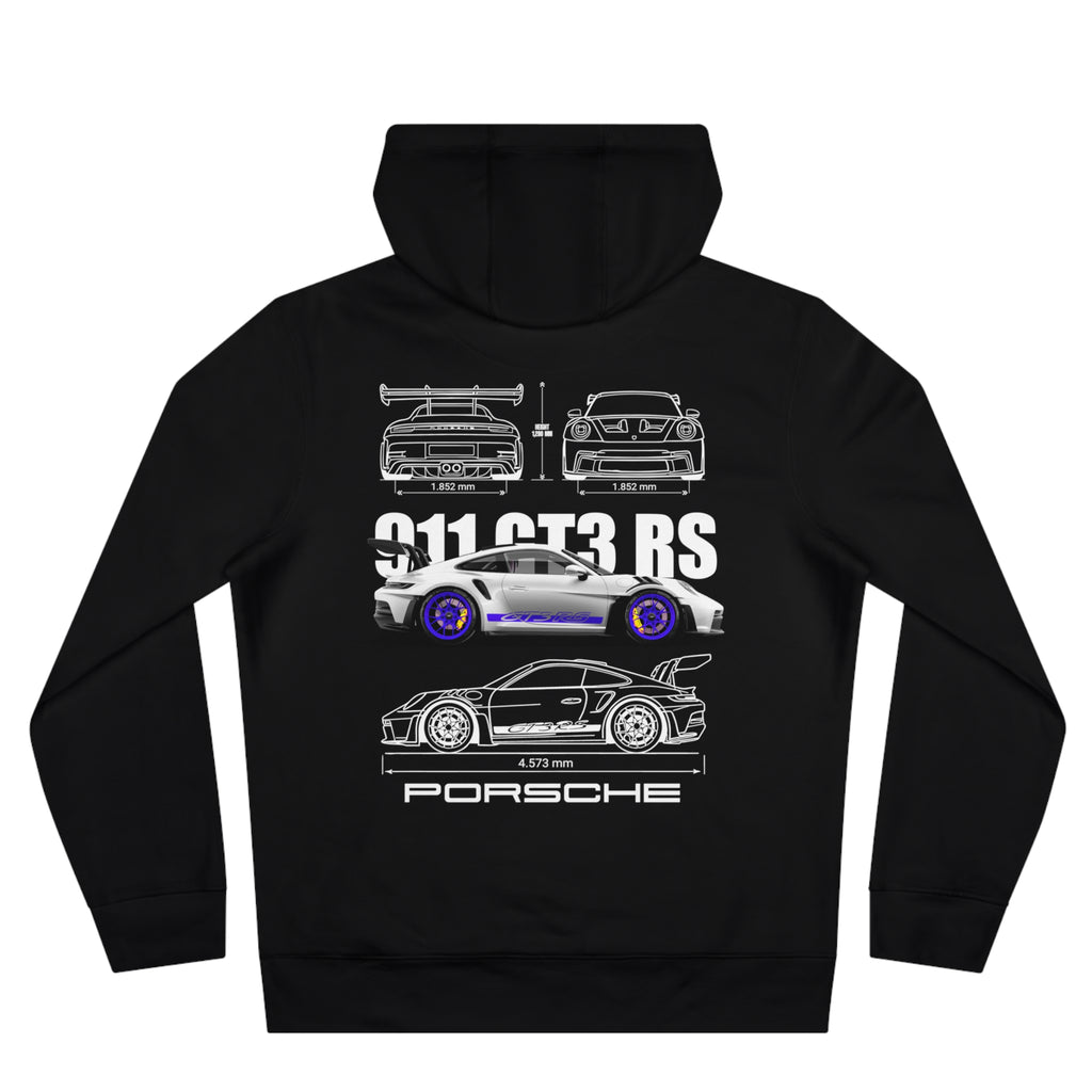 Porsche 911 GT3 RS Auto-Hoodie | Rennweiß/Blau