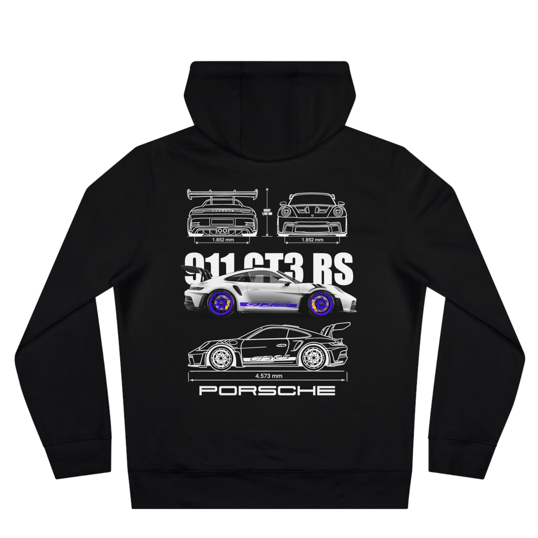 Porsche 911 GT3 RS Car Hoodie | Racing White/Blue
