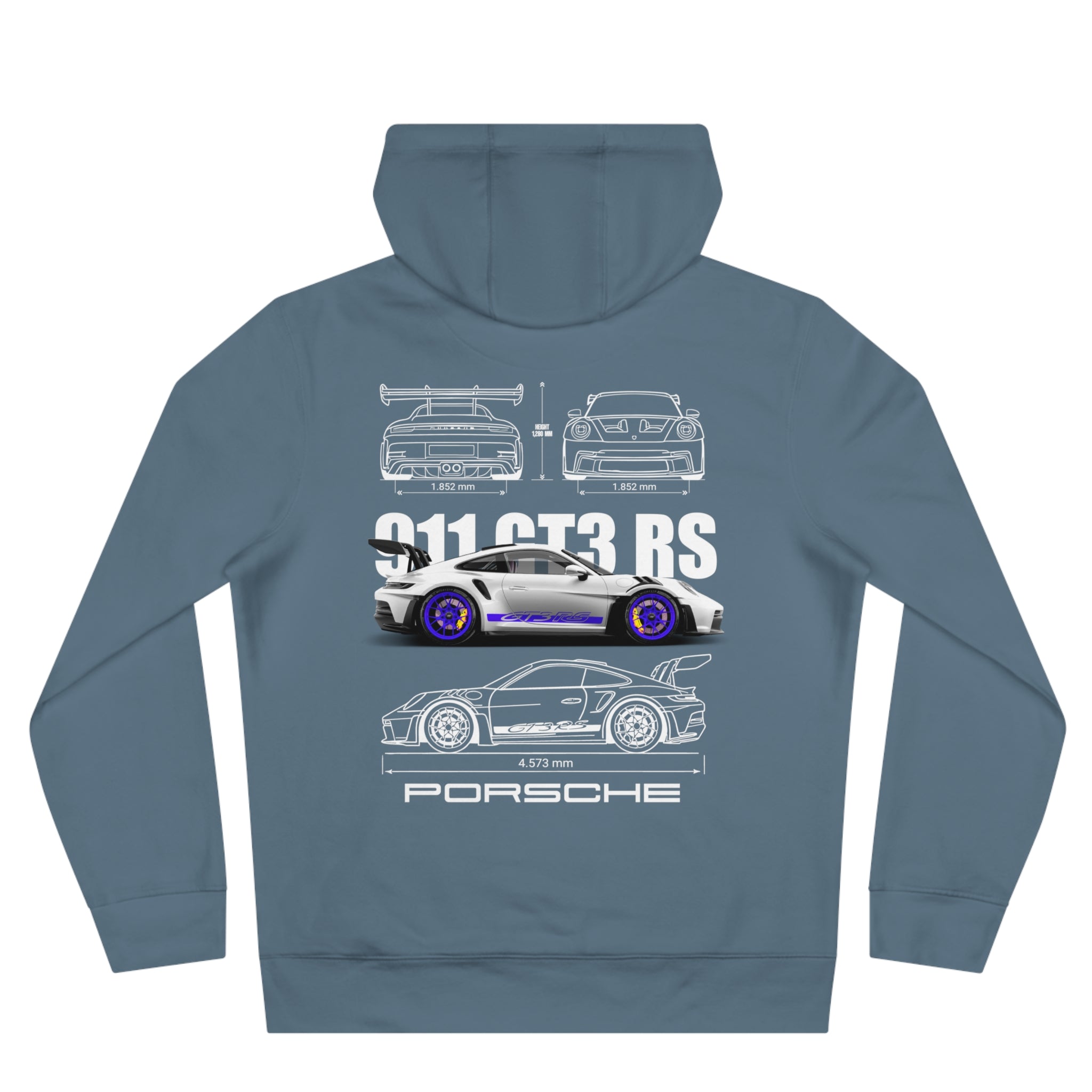 Porsche 911 GT3 RS Car Hoodie | Racing White/Blue